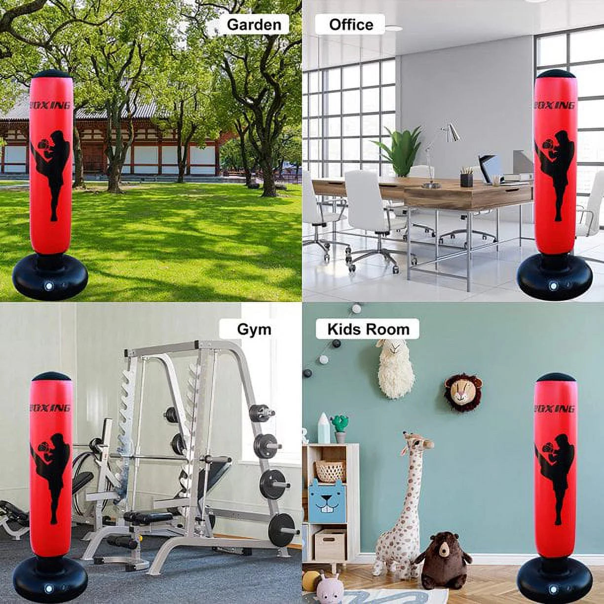 Punching Bag, Freestanding Kickboxing Heavy Standing Punching Boxing Bag, with Stand, for Adults, Men and Women, Teens and Youth, at Home, Gym or Office