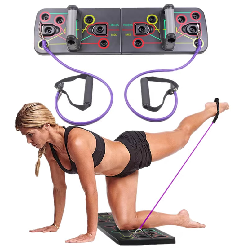 9 in 1 Push up Board with Instruction Print Body Building Fitness Exercise Tools Men Women Push-Up Stands for GYM Body Training