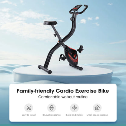 Exercise Bike Folding Stationary Bike Recumbent Exercise Bike Machine Home with LCD Monitor Phone Holder Portable